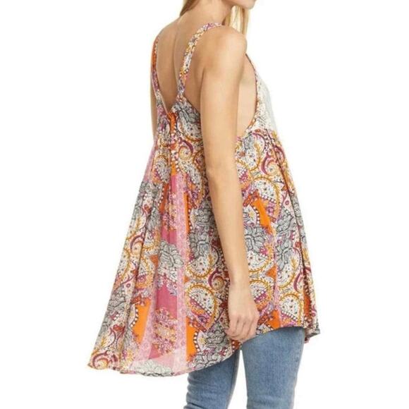 Free People Count Me In Trapeze Top in Floral Combo size Medium - Picture 5 of 16